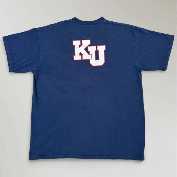 University Of Kansas T-Shirt Nike 2000s Blue KU Jayhawks Y2K Mens XXL - Picture 3 of 8